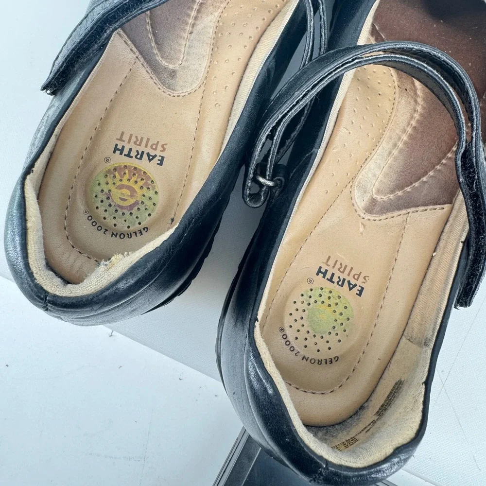 Earth Spirit Mary Jane Shoes Women 8 Black Leather Gelron Comfort Casual Flats